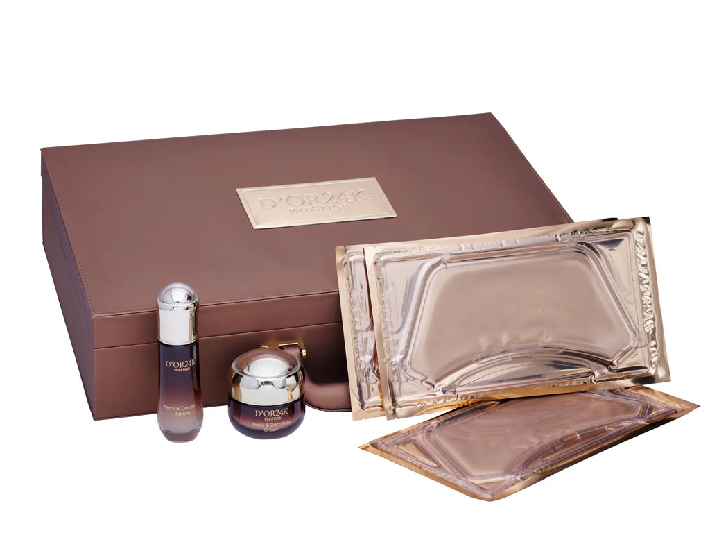 Neck and Decollete Collection Serum, Cream & Gold Neck Decollate Lifting Treatment Mask Set