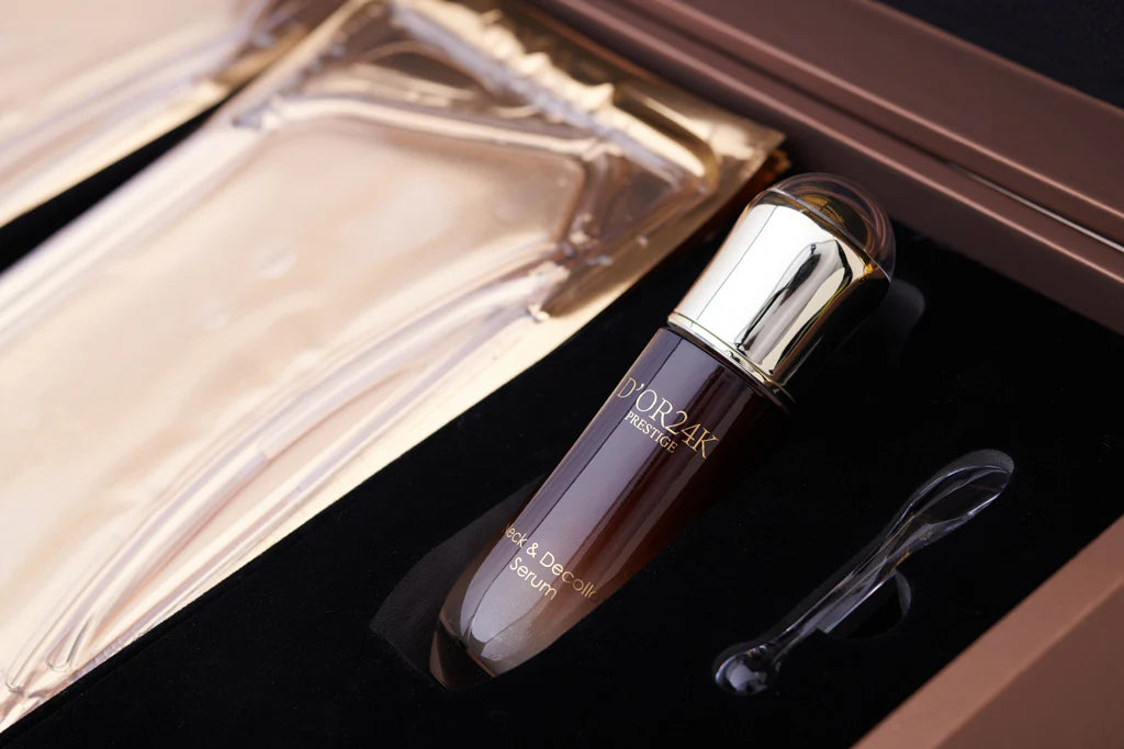 Neck and Decollete Collection Serum, Cream & Gold Neck Decollate Lifting Treatment Mask Set