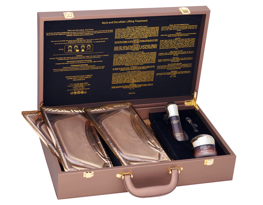 Neck and Decollete Collection Serum, Cream & Gold Neck Decollate Lifting Treatment Mask Set